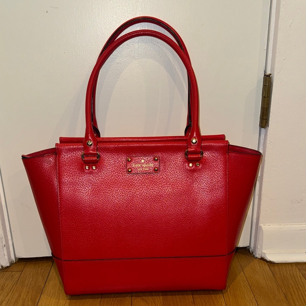 Kate Spade Red Leather Tote Bag